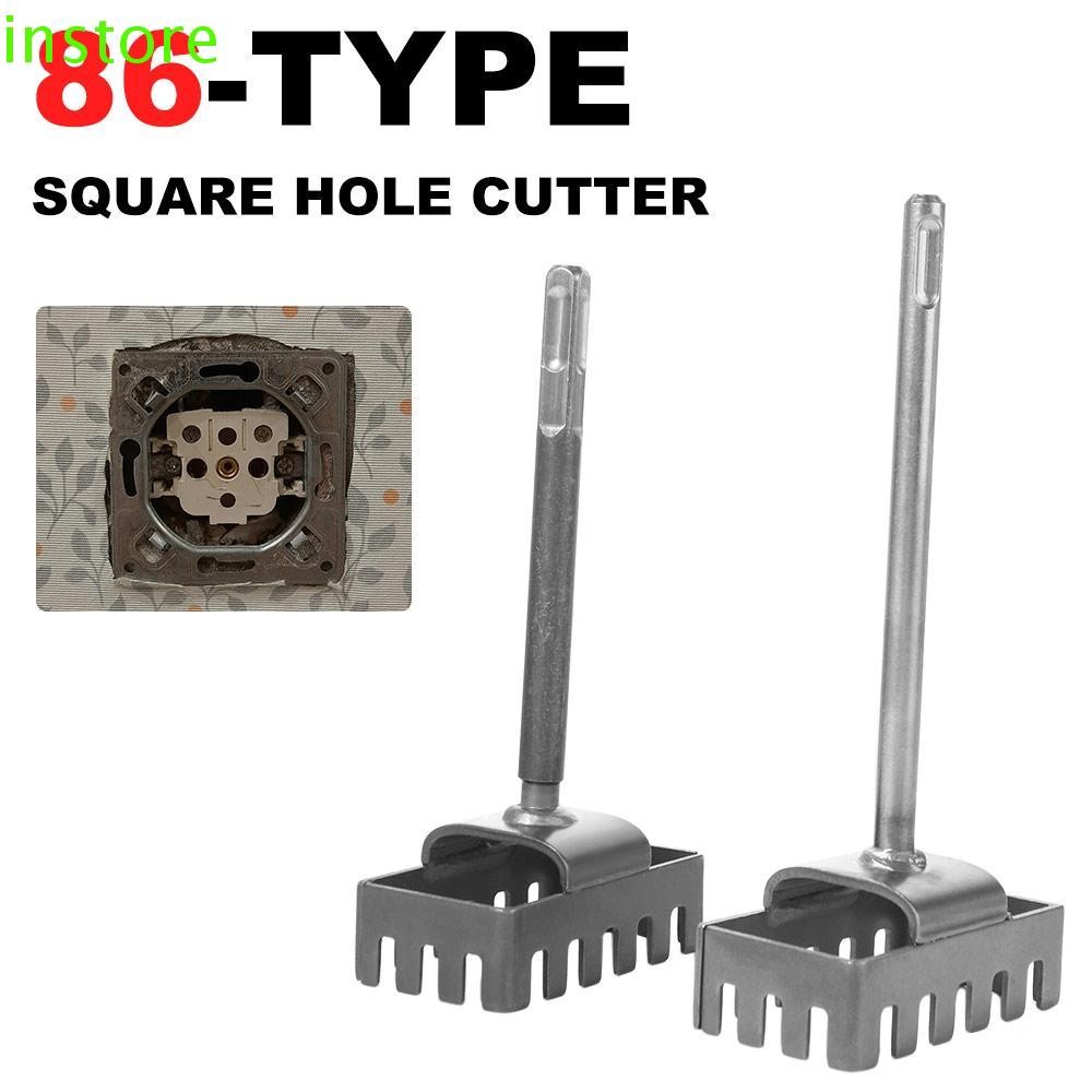 INSTORE เครื่องตัดรูสี่เหลี่ยม, Quick Cutting Punch Square Socket Puncher, Round-handle 2 หลุมและร่อ