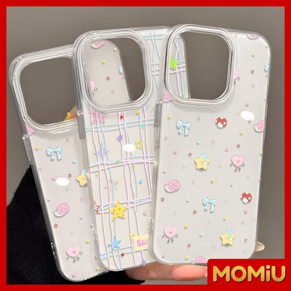 MOMiU - เจลลี่เนียนเงา IMD สีขาว เข้ากันได้สำหรับ เคสไอโฟน11 เคส iphone 16 Pro Max 7Plus XR 12 13 14 15 ดาวหลากสีน่ารัก