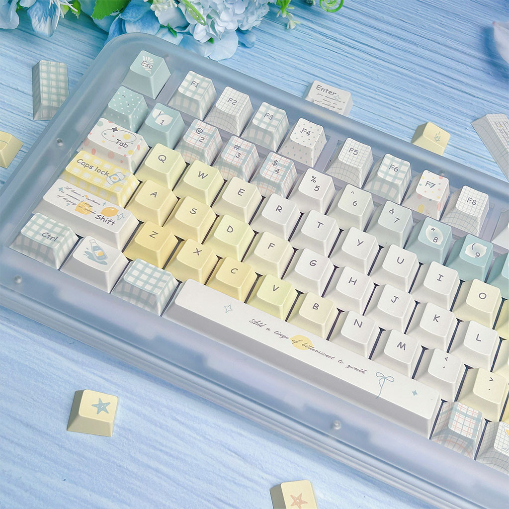 มะนาวฤดูร้อน Keycaps 120 คีย์ MOA โปรไฟล์ PBT Dye Sublimation Wooting Aula F75 RK100 Mechanical Keyc