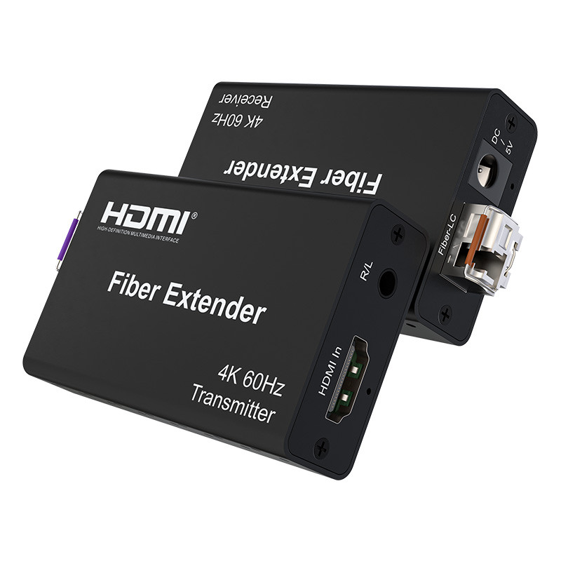 4K 60Hz HDMI Fiber Extender Over LC SC Fiber Cable 20km Audio Extract HDR 4K 30Hz เครื่องส่งสัญญาณวิดีโอและตัวรับสัญญาณ Converter