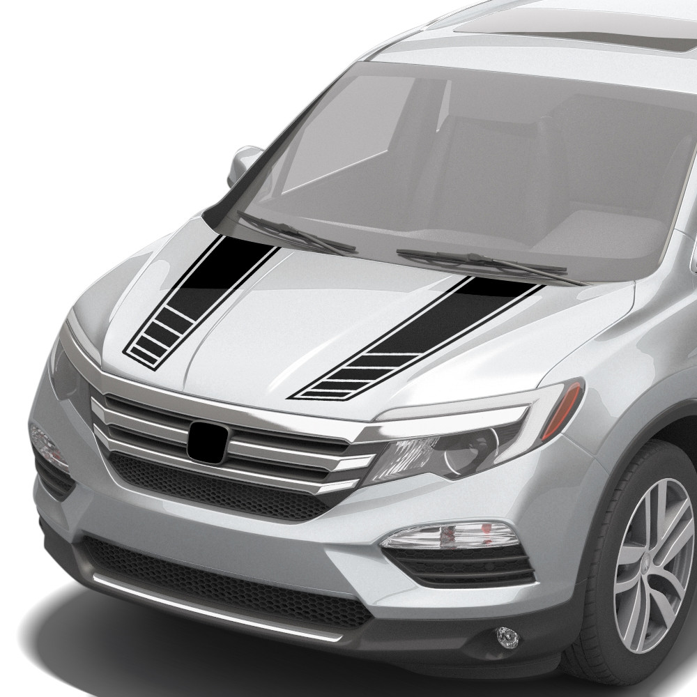 Decal สติกเกอร์ไวนิลรถ Hood Bonnet Racing Stripes Kit กราฟิกใช้งานร่วมกับ Honda Pilot YF3 YF4 YF5 YF