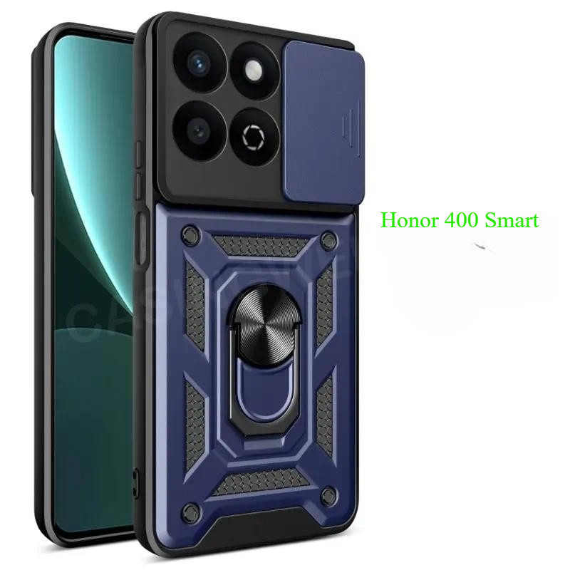 ปลอกสําหรับ Honor 400 สมาร์ท X7d Honor400 200 สมาร์ท Pro Lite X6c X7c X8C X5B Plus 5G 4G 2025 เคสโทรศัพท์โลหะเกราะแหวนวงเล็บ Push ดึงกล้องกันกระแทกป้องกันปกหลัง