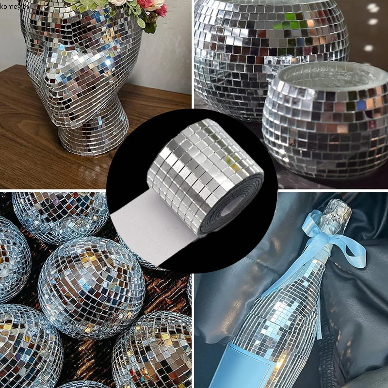 🛒สติ๊กเกอร์กลิตเตอร์ DIY สติ๊กเกอร์กระจกแบบยืดหยุ่น สติกเกอร์โมเสกขนาดเล็กแบบมีกาวในตัว ใช้ตกแต่ง diy ได้