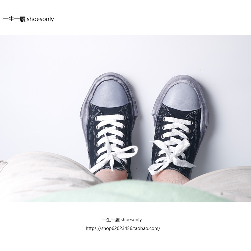 Nigel Distressed Meltd รองเท้า mihara Kangyu mihara รองเท้าผ้าใบ MMY Deformed Sole ล้างย้อมผ้าใบรองเ