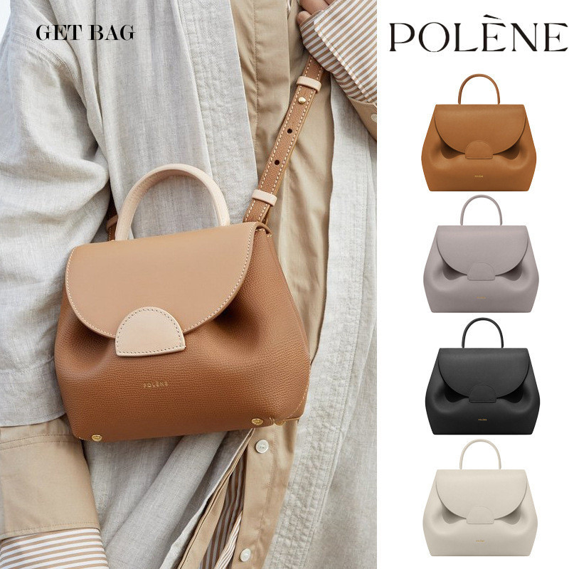 [POLENE] Polene Piggy Bag Cowhide Stitching Crossbody Female Bag