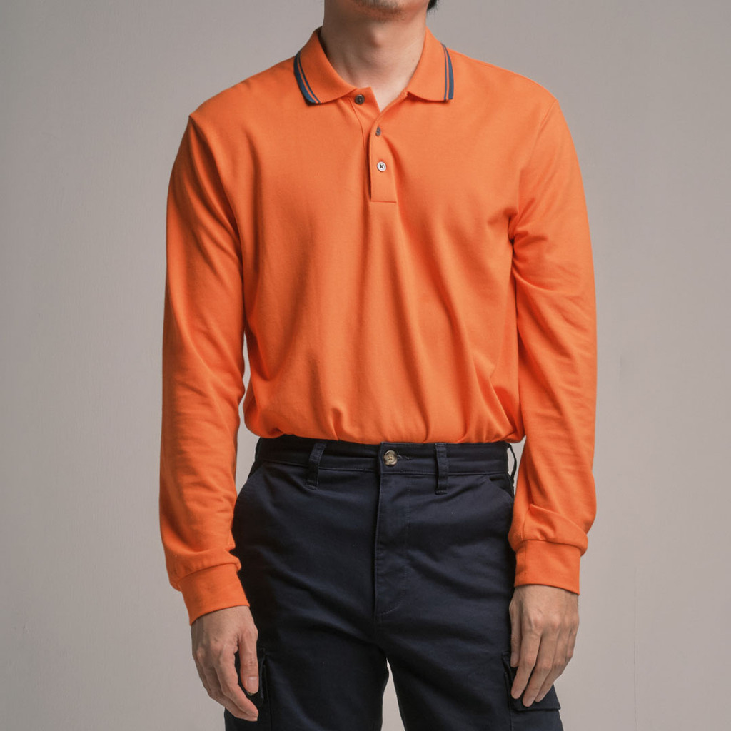 era-won เสื้อโปโลเอราวอนแขนยาว POLO สำหรับคุณผู้ชาย สี Orange