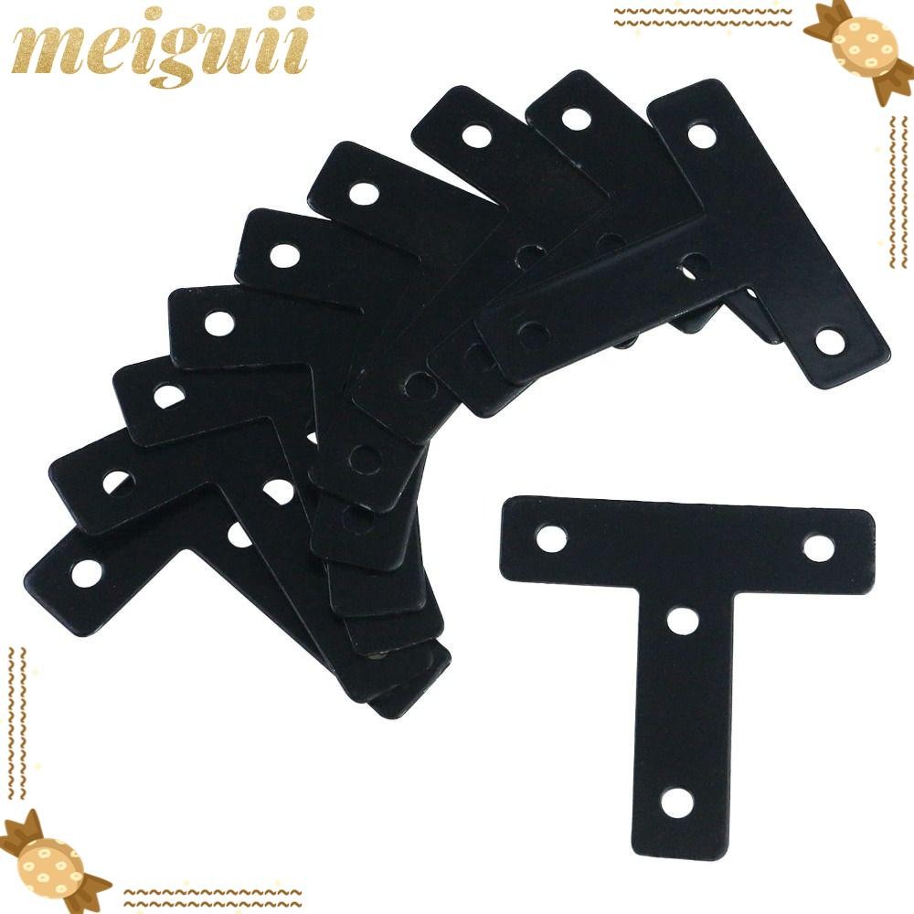 MEIGUII 10PCS T T T Ulead สีดํามุมแบนวงเล็บ,เหล็ก 60 มม./2.36in T รูปร่างมุม Braces,ทนทานสีดํา T T T