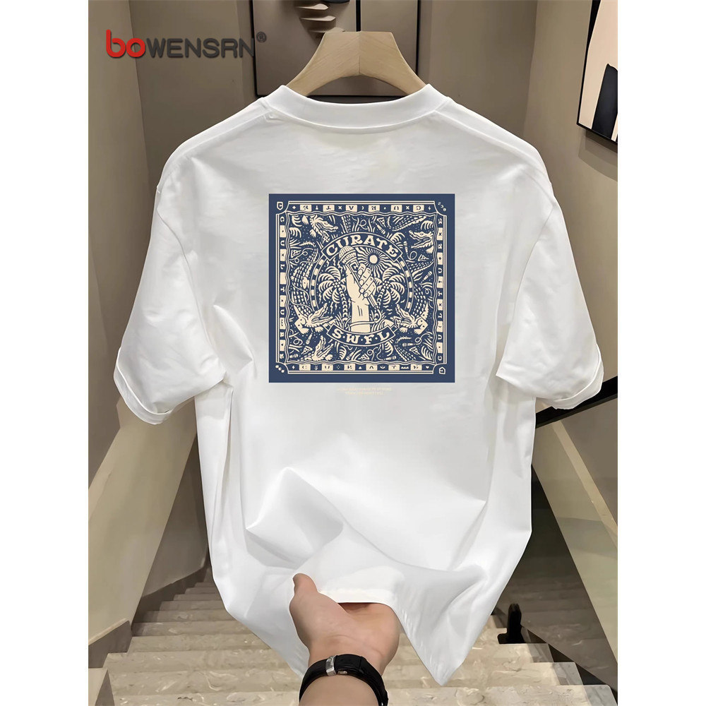 KATUN Mens Distro เสื้อยืดผู้ชายแขนสั้นเสื้อยืดผ้าฝ้ายสีขาว High-end ฤดูร้อน 2025 ฤดูร้อนใหม่น้ํานัก