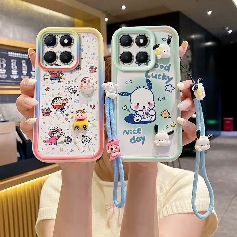 ซิลิโคนกันกระแทกพร้อมเชือกเส้นเล็ก เคสโทรศัพท์สไตล์สุภาพสตรี สําหรับ Honor 600/500/400/200 Series 90 Lite Pro 5G