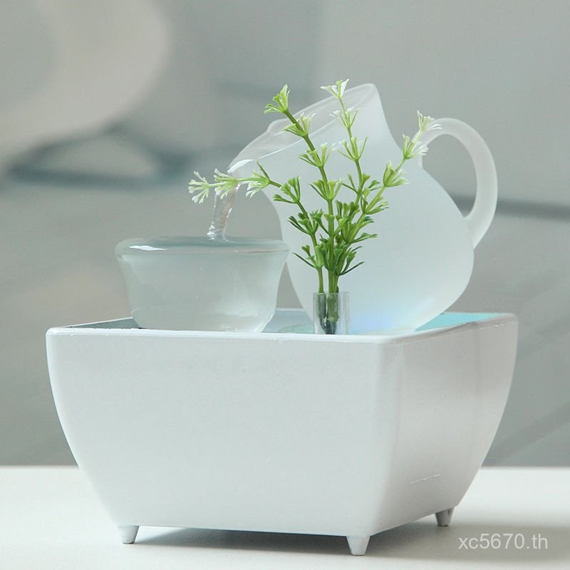 สํานักงานกับพืชสีเขียวที่ทันสมัยเรียบง่ายสก์ท็อปบ้านโต๊ะกาแฟสร้างสรรค์ตกแต่งน้ําไหลฮวงจุ้ยเจ้อน้ําพุ