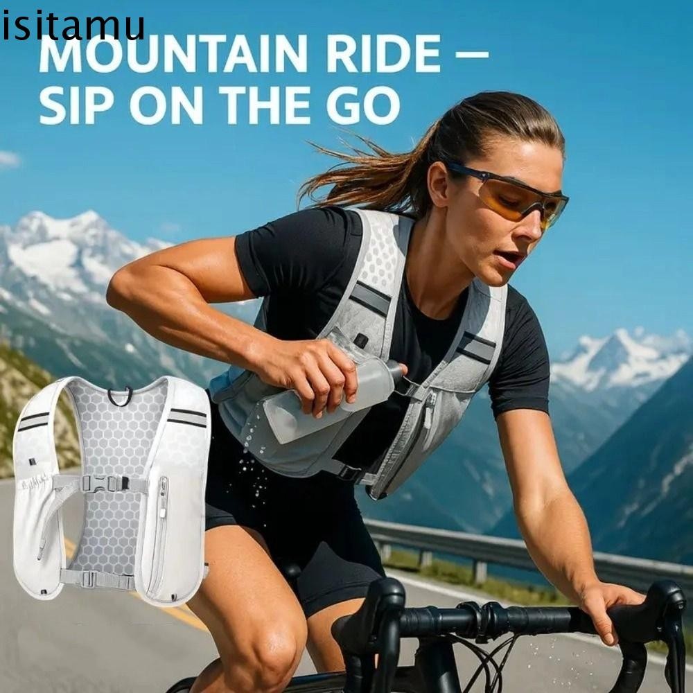 ISITAFT Running Hydration Vest Bag, Multifunctional Adjustable สะท้อนแสง Running Vest Pack, Breathab