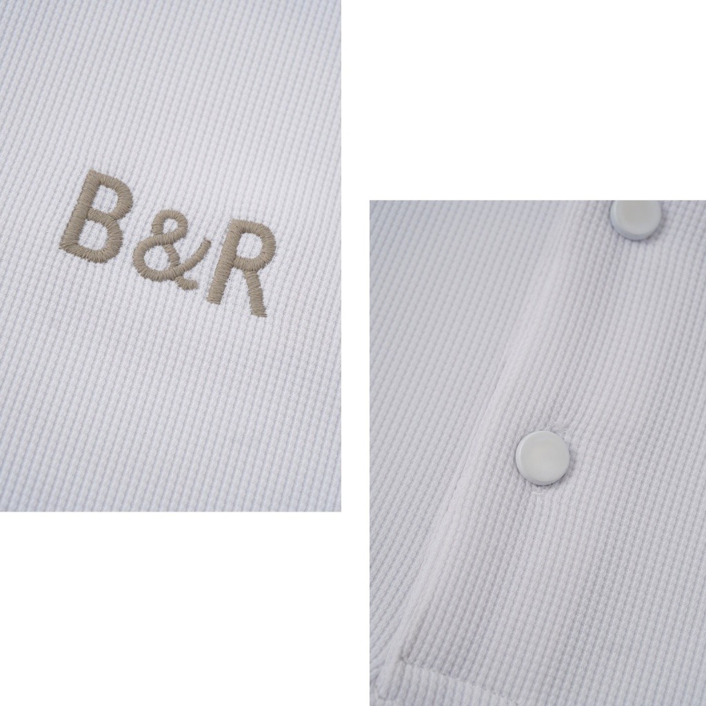 B&R เสื้อโปโลแฟชั่น สีล้วน ปักโลโก้ ระบายอากาศได้ดีใส่สบาย ฤดูร้อนเย็น เรียบง่ายแมทช์ง่าย ขอแนะนำให้ซื้อขนาดที่ใหญ่กว่า - รูปที่ 2