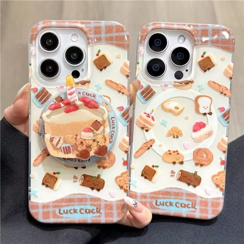 ขนมขนมปังเค้กเขย่าเพลงที่วางแม่เหล็กเคสโทรศัพท์เหมาะสําหรับiPhone16 15 14 13 11 12Promax 11Promax 12