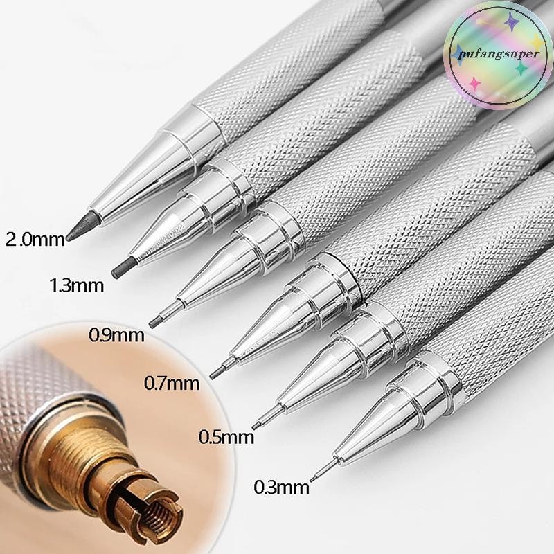 Pufangsuper 2B โลหะดินสอ 0.5/0.7/0.9/1.3/2.0 มม.ปากกาอัตโนมัติ Art วาดดินสอ Office School Supply เคร