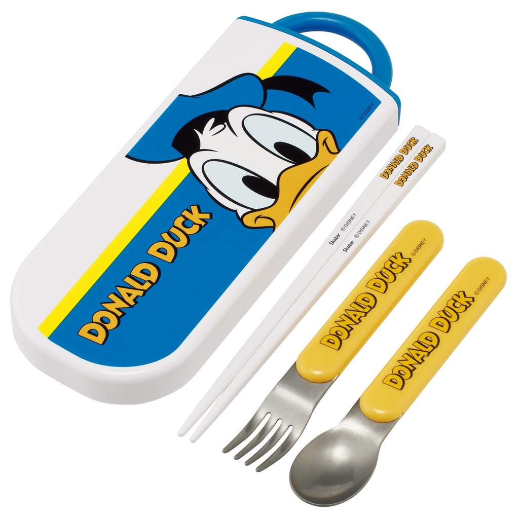 "Kids' Easy-to-Open Disney Mickey & Friends Chopsticks and Case Set - 16.5cm, Antibacterial, Made in