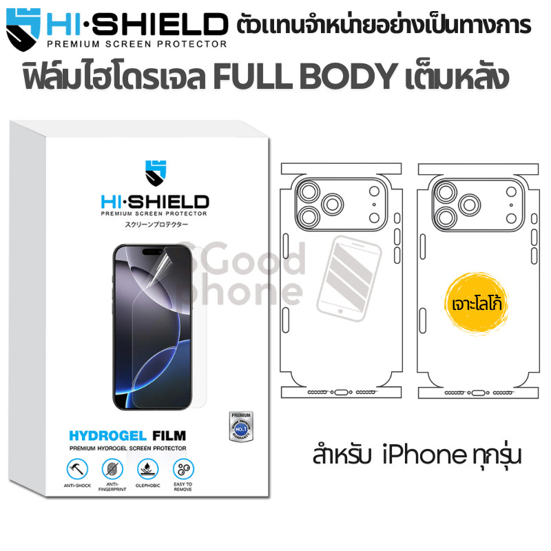 >ส่งด่วน< Hishield Hydrogel ฟิล์มกันรอย Full body For iPhone 17 /16 / Air / 15 / 14 / 13/12/11/Pro Max/Plus