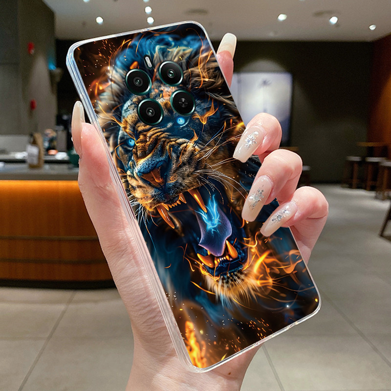 สําหรับRealme 12 + 5G RMX3867 / Realme12 4G RMX3871 Jellyซิลิโคนนุ่มTPUกรณีแฟชั่นสไตล์พิมพ์รูปแบบกระต่ายแมวดอกไม้โปร่งใสฝาครอบป้องกัน - รูปที่ 3