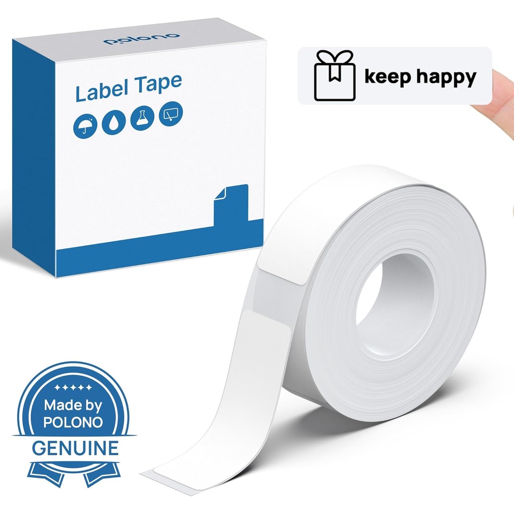 POLONO เทปทําฉลาก P31S ของแท้ กระดาษพิมพ์ Adapted, 15x40mm(0.59"x1.57"), รีฟิลแบบมีกาวในตัวสําหรับบ้