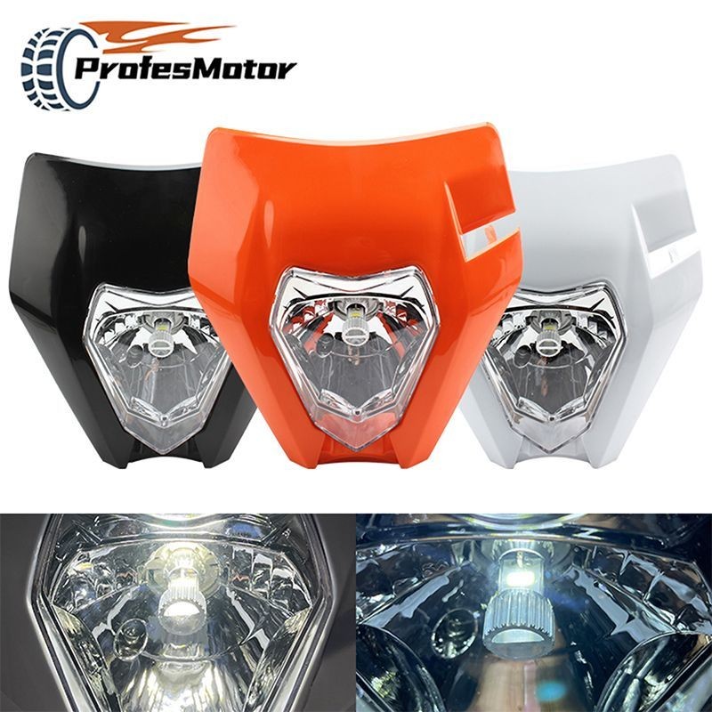 ชุดไฟหน้าฮาโลเจนสำหรับมอเตอร์ไซค์ออฟโรด M EXC Ghost Face พร้อมแถบยาง