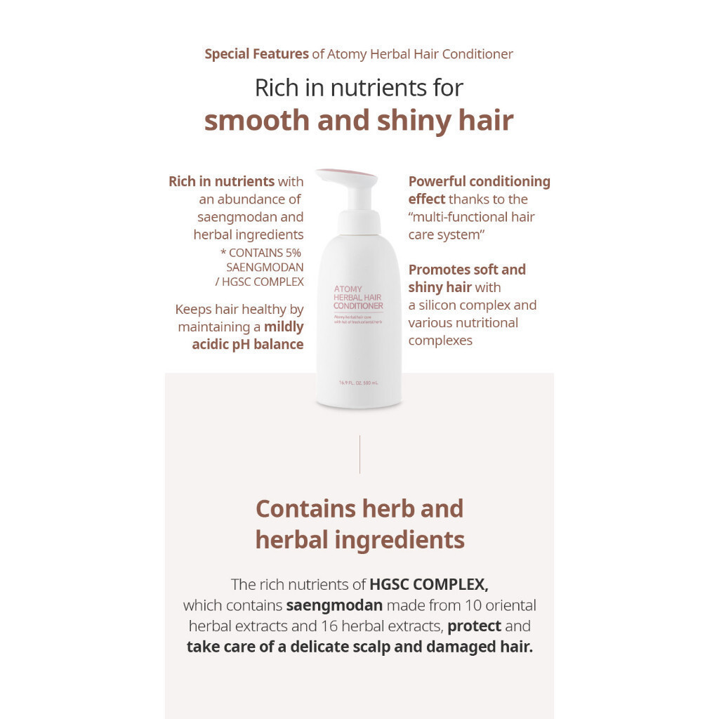 SG Atomy Herbal Shampoo 1EA & Herbal Hair Conditioner 1EA 500g Atomy Herbal Wash/Herbal Conditioner 
