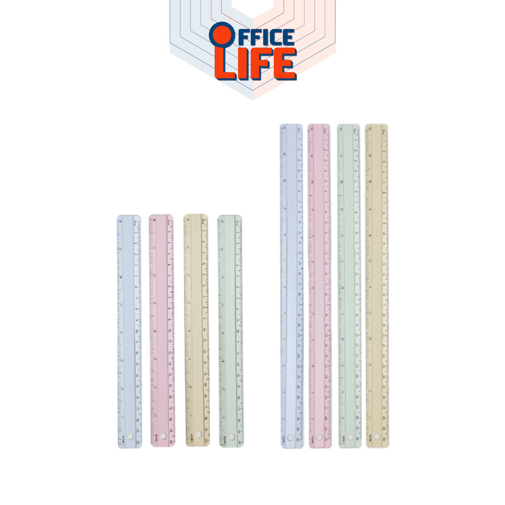 Dilok (ดิลก) ไม้บรรทัดสีอลูมิเนียม ขนาด 20 ซม. และ ขนาด 30 ซม. หน่วยวัดเป็น มิลลิเมตร เซนติเมตร (คละสี / ชิ้น)