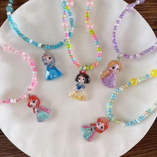 สร้อยคอลูกปัดและจี้เครื่องประดับตัวการ์ตูน สไตล์เจ้าหญิงสำหรับเด็กผู้หญิง