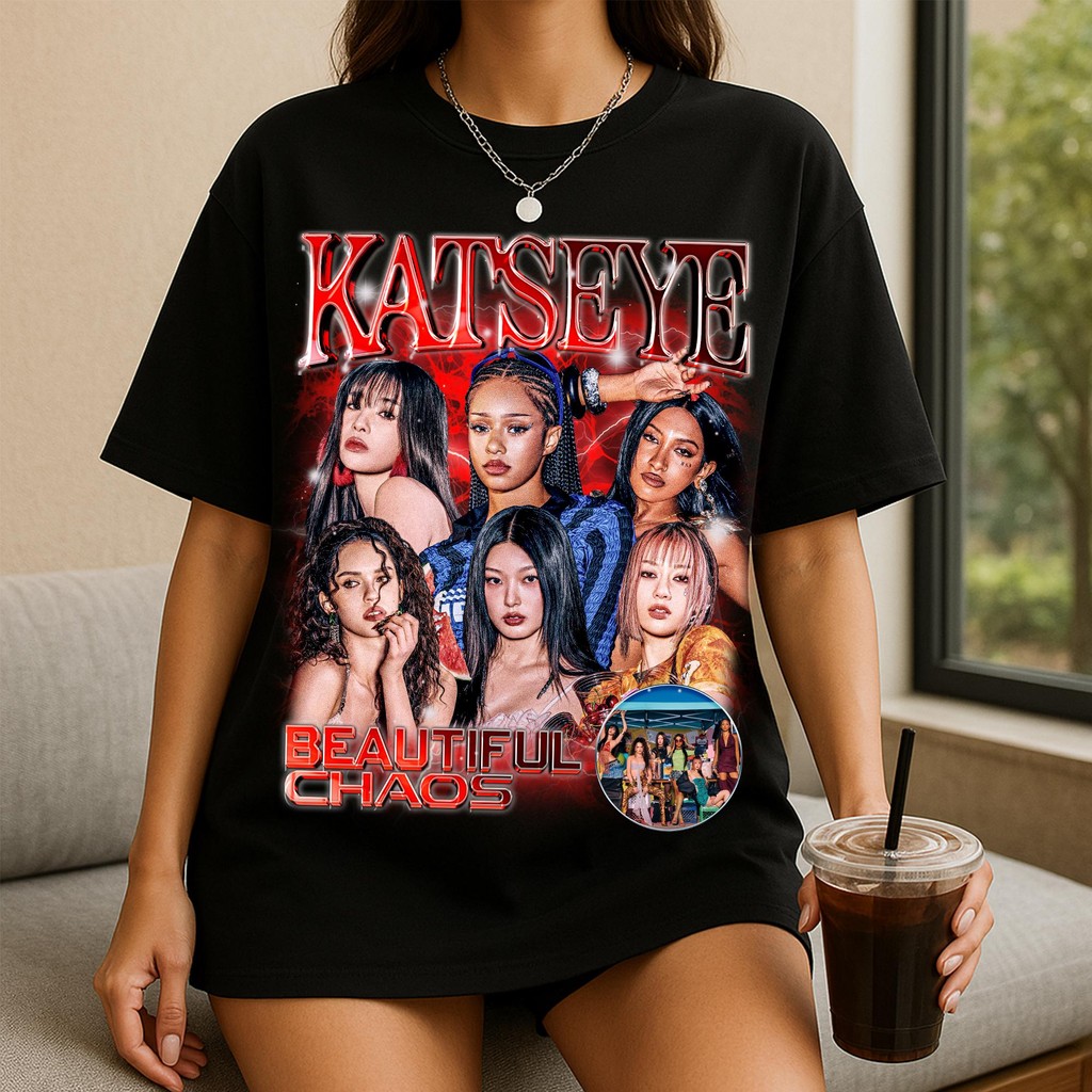 เสื้อยืดย้อนยุค Katseye Beautiful Chaos เสื้อเชิ้ตอัลบั้ม Beautiful Chaos Katseye Gnarly เสื้อยืด Ka