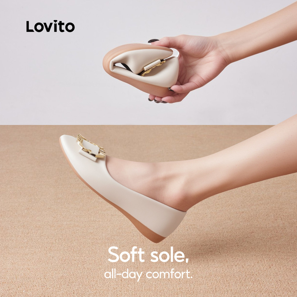 Lovito รองเท้าบัลเล่ต์เรียบหรูสำหรับผู้หญิง LFAS1012