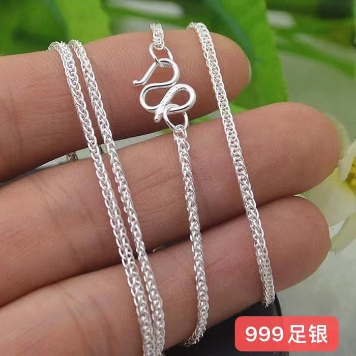 New Product#Fashionable Authentic999Pure Silver Necklace Solid Silver Men's Collarbone Chain Couple 