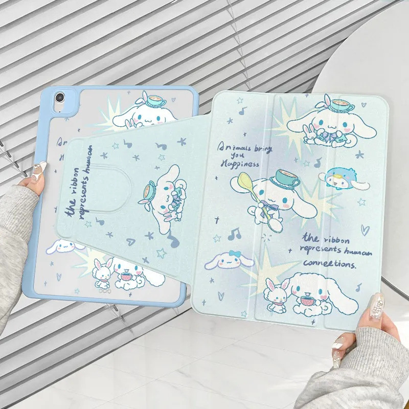 360° หมุน Tri-Fold กรณีแท็บเล็ตสําหรับ Huawei MatePad 11.5 S 10.4 12 X Pro 12.2 13.2 SE 11 นิ้วน่ารักการ์ตูนอะคริลิคพร้อมช่องใส่ปากกา