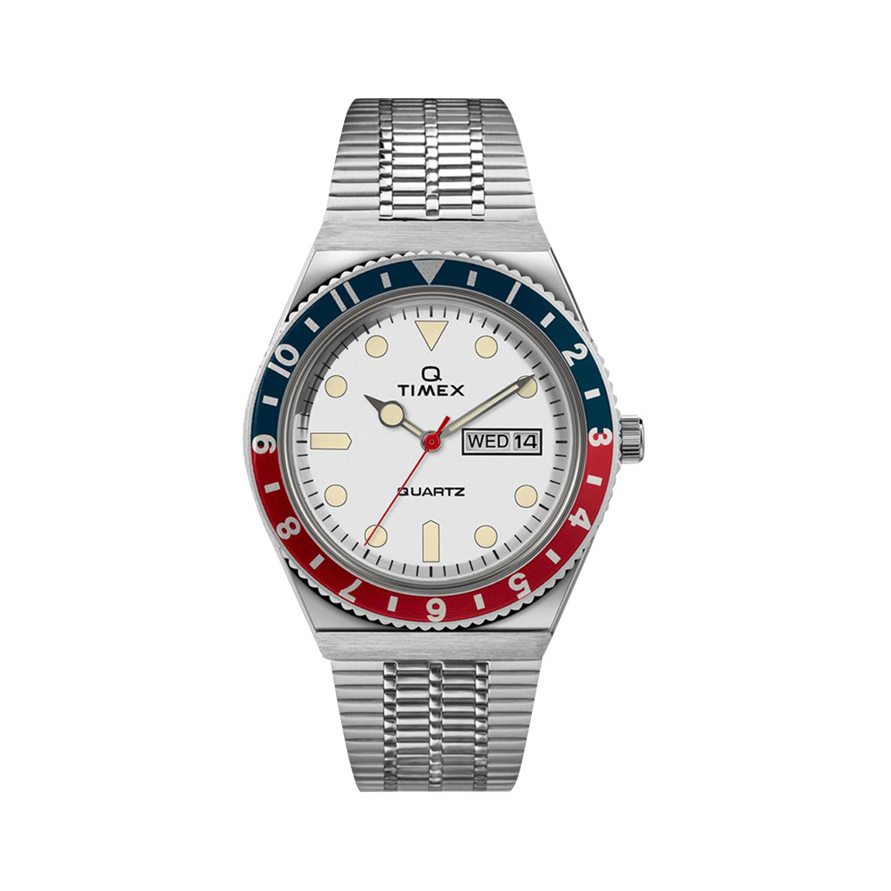 [ดําเนินการด้วยตนเอง] TIMEX/TIMEX นาฬิกาควอตซ์ผู้ชาย Q-TIMEX คลาสสิก Retro สายเหล็กนาฬิกาผู้ชาย