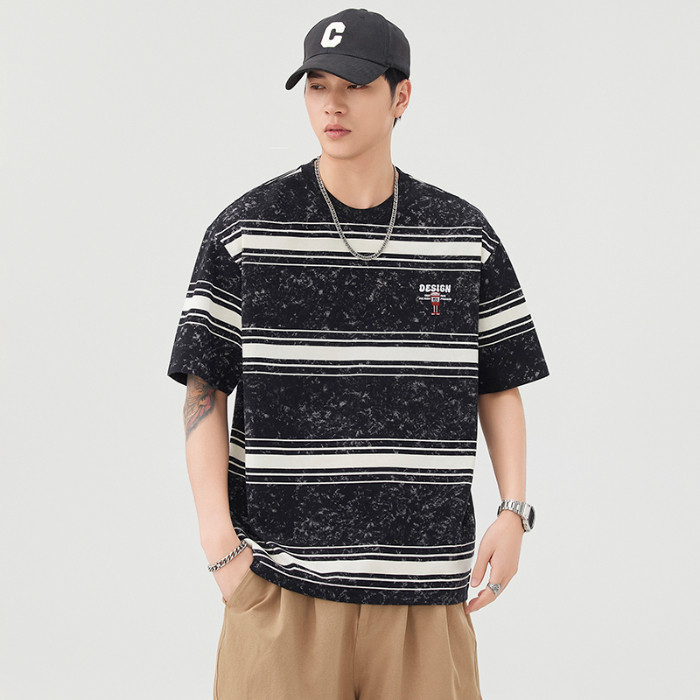 2025 NEW 2025 Striped Round Neck Short Sleeve T-Shirt for Men new23 Z7TI