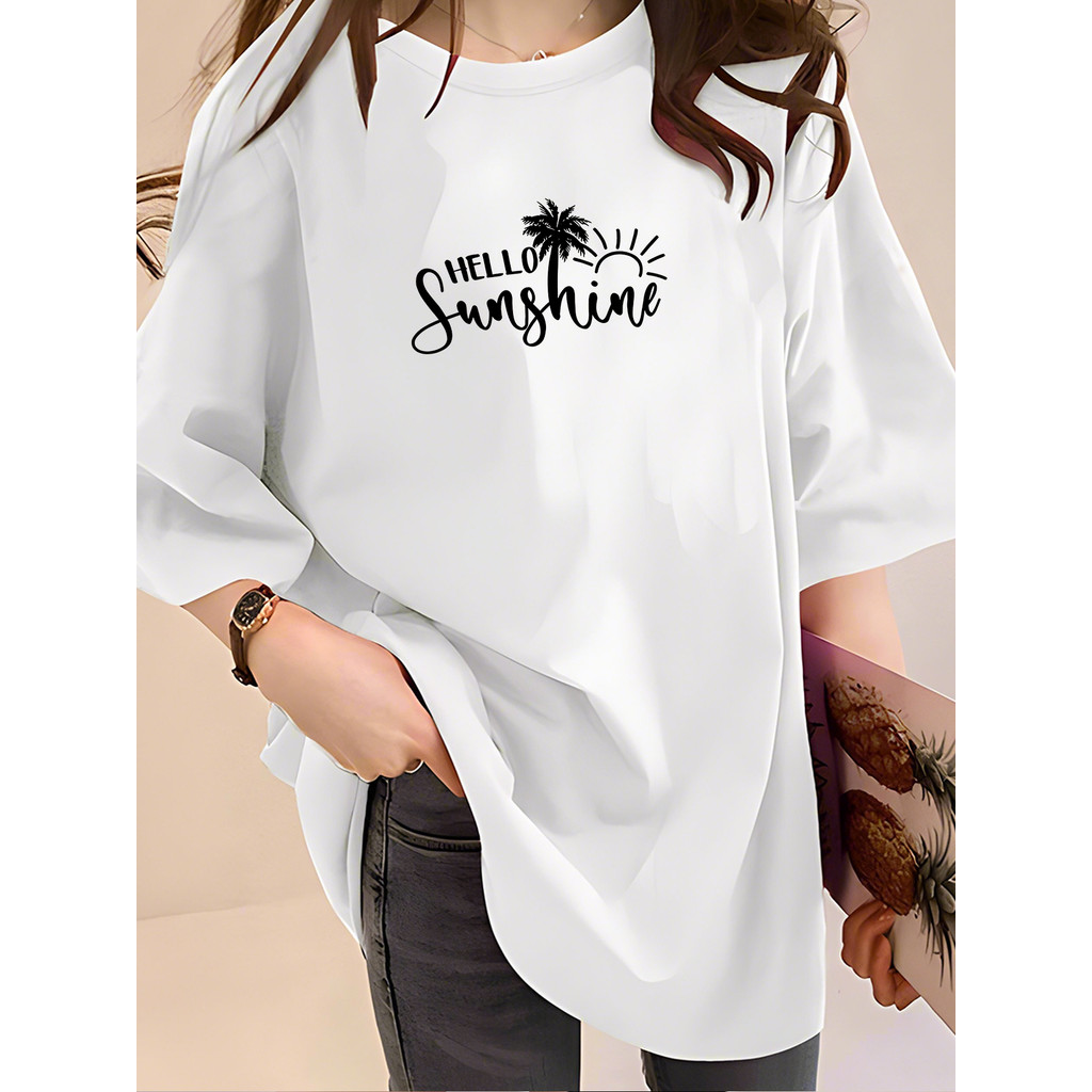 2Y928 1XL-5XL Tshirt เสื้อผ้าผู้หญิง T เสื้อ Plus ขนาด Crop Top สุภาพสตรีผู้ชายและผู้หญิง Oversize ฤ