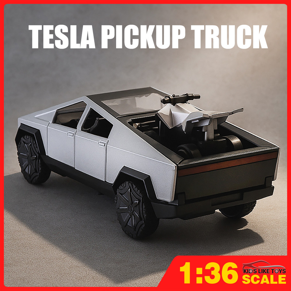 KLT 1:36 Tesla Cybertruck รถกระบะ Diecast รุ่นรถโลหะผสมรถของเล่นคอลเลกชันของขวัญสําหรับเด็กเด็กผู้หญิง