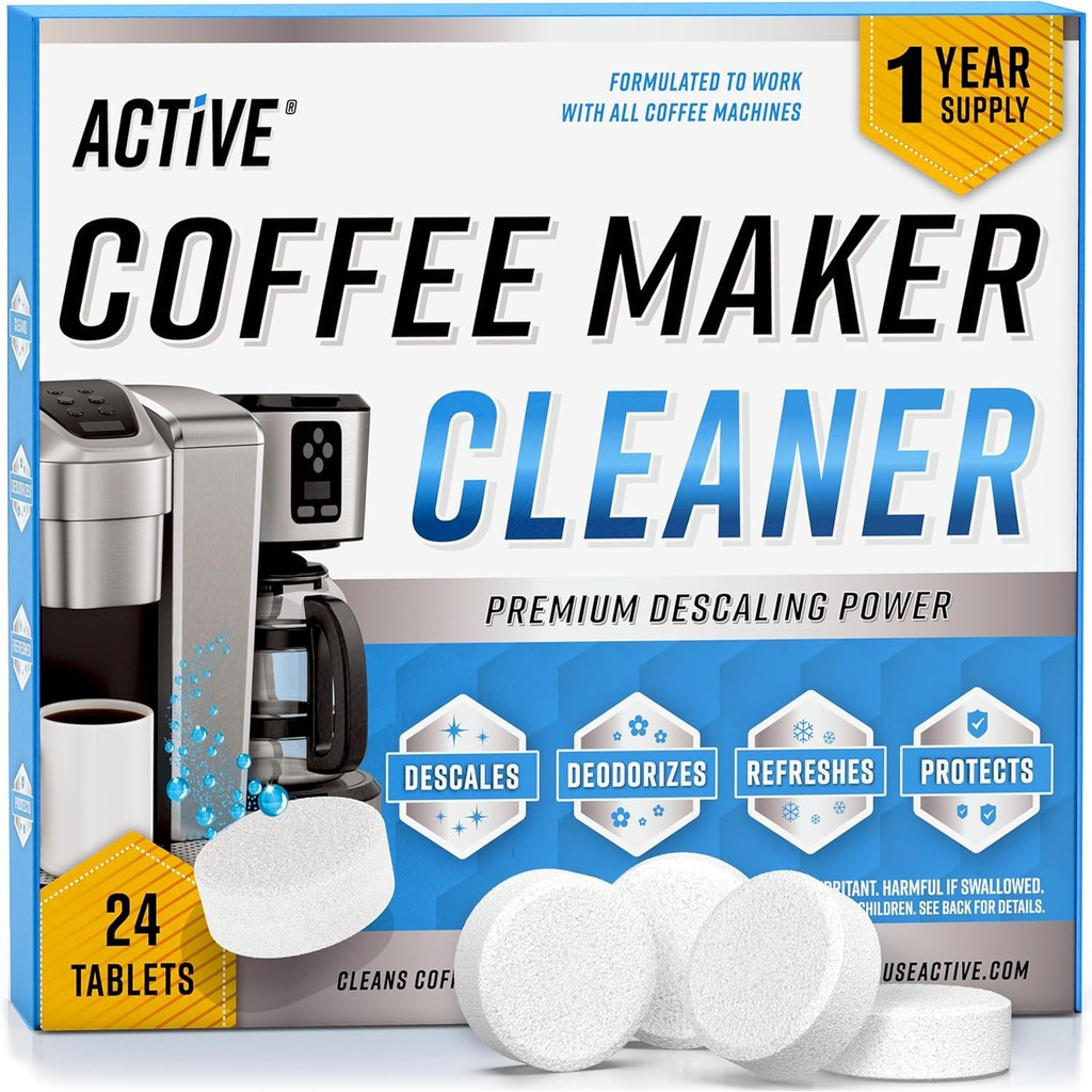 Coffee Machine Cleaner Descaler Tablets - 24 Count, Compatible With Nespresso, Keurig, Ninja, Delong