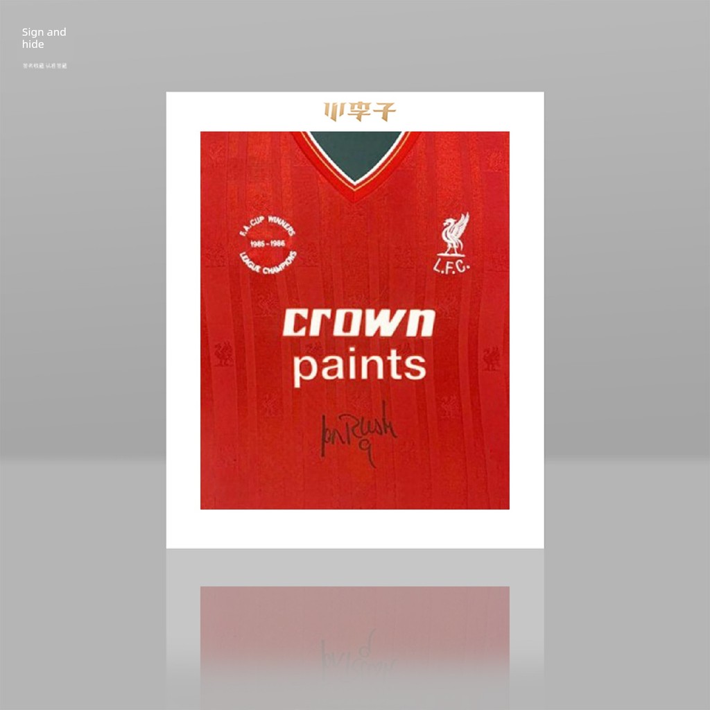 เสื้อ f1 เสื้อทีม Little Plum: Ian Rush ของแท้เซ็นสัญญากับ Liverpool 1985-86เสื้อย้อนยุค (รวมใบรับรอ