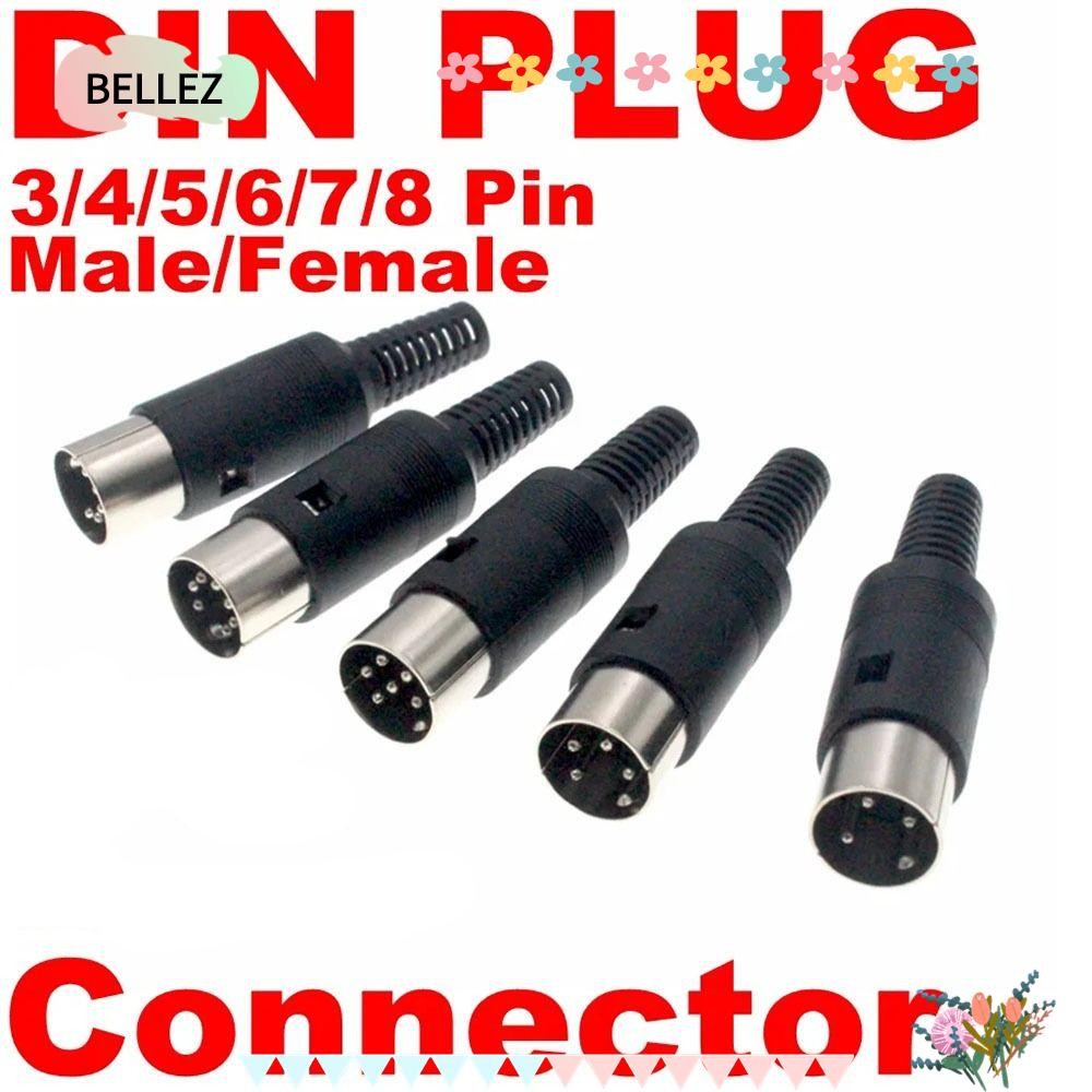 BELLEZ Audio AV Connector Adapter, 3pin 4pin 5pin 6pin 7pin 8 Pin Mount พร้อมที่จับพลาสติก DIN ชายหญ