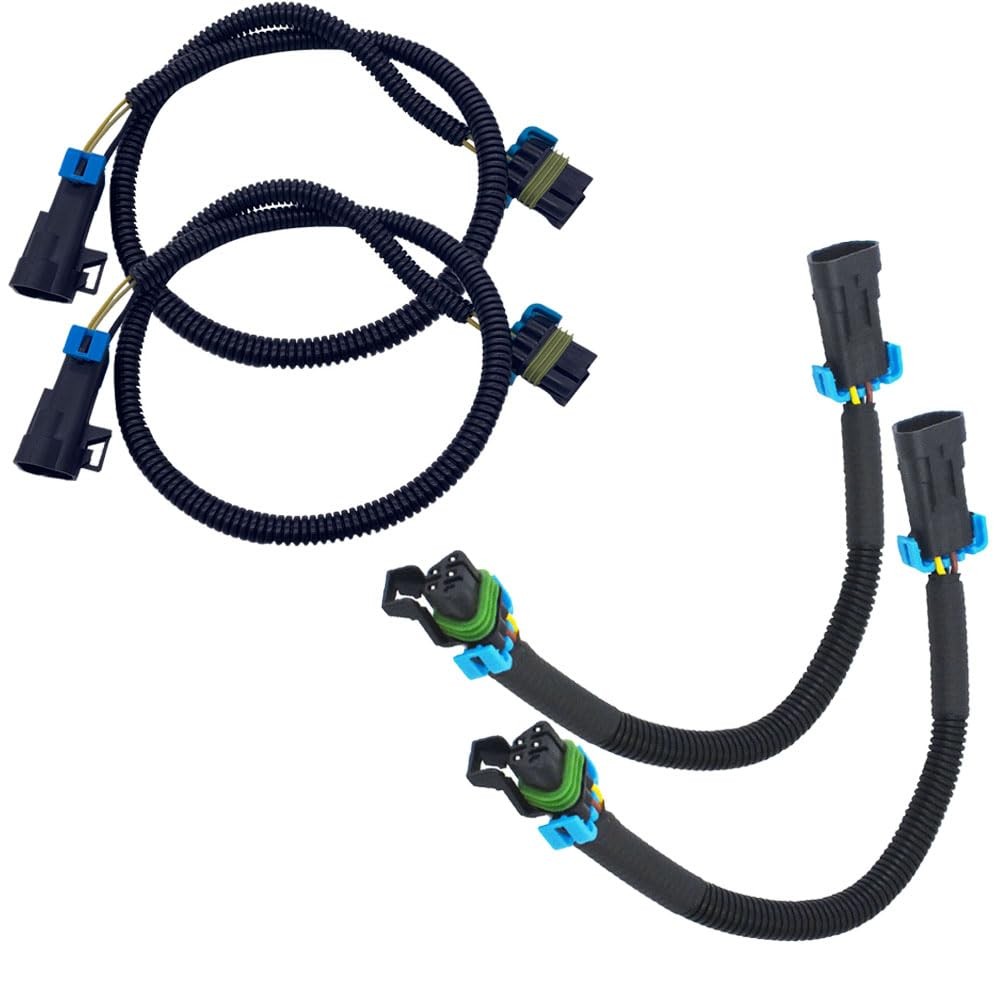 Amrxuts 4 ชิ้น 4 สายออกซิเจนสีดํา O2 Sensor Header Extension Harness 2 * 24 นิ้ว+2 * 12 นิ้วสําหรับ 