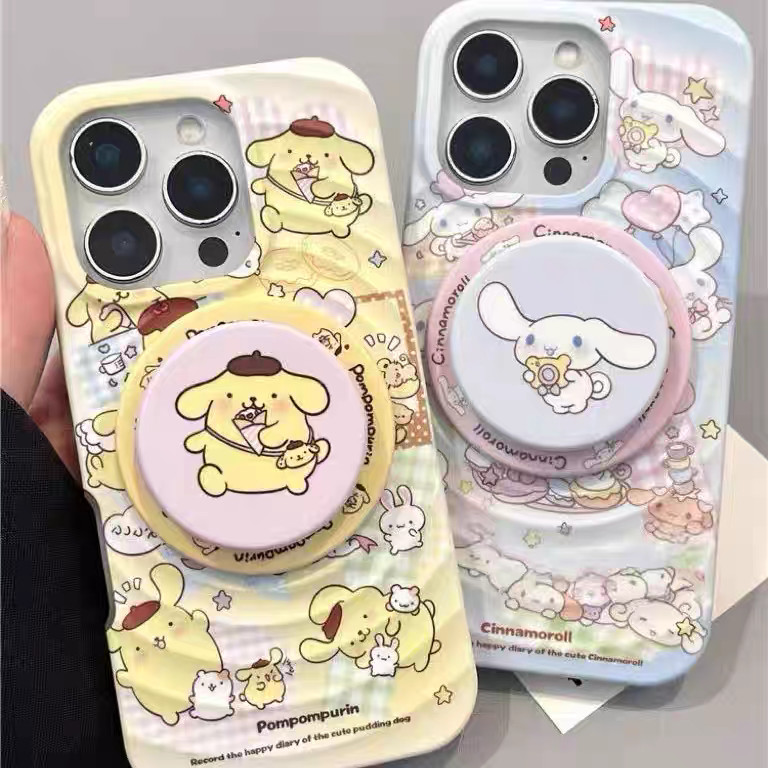 เคสไอโฟน 11 สำหรับ iPhone 12 13 16 15 14 Pro Max 16 15 Plus X XR XS Max ซินนามอนโรลสตาร์สุดน่ารักฝาครอบชาร์จแบบแม่เหล็ก