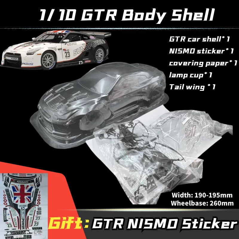 1/10 Gtr R35 Pvc โปร่งใสสะอาดไม่มีทาสี Rc Body Shell 195 มม.ความกว้าง Drift โคมไฟหางสําหรับ Hsp Hpi 