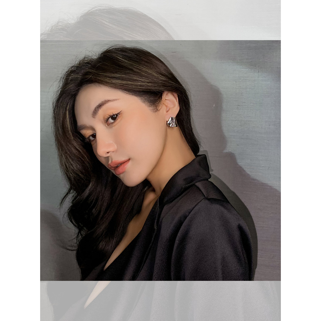 Doro Doro の {Doro At First Sight} Square Zircon 925 Silver Needle ต่างหู ins Temperament Influencer 