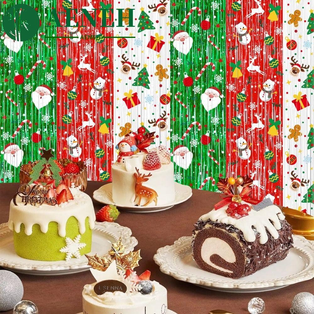 AENEH คริสต์มาส Tinsel ผ้าม่าน, การ์ตูน 1X2M ต้นคริสต์มาส Rain Silk, Bar Home Decor นํากลับมาใช้ใหม่ประกายชิมเมอร์ประตูแขวนตกแต่งจี้พื้นหลังภาพ
