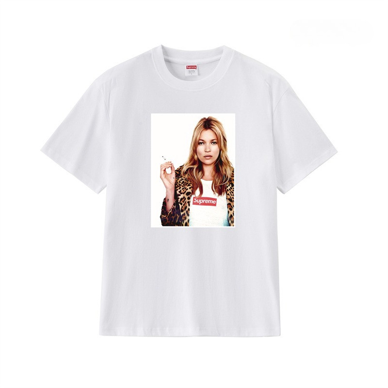 Street Trend ผู้ชายผู้หญิงผ้าฝ้ายเสื้อยืดตัวละครภาพประกอบลําลองแขนสั้น All-match Tops Plus ขนาด Unisex Tee