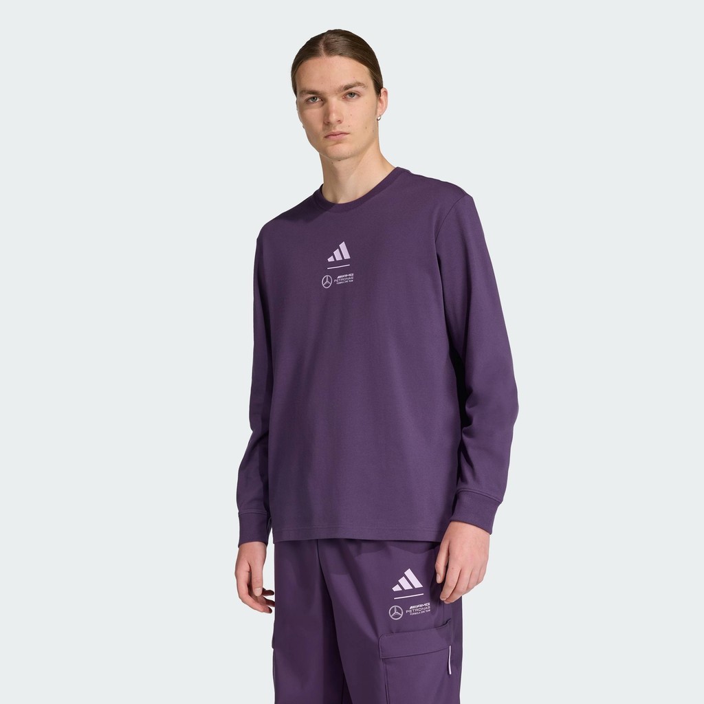 adidas Motorsport เสื้อยืดแขนยาวผ้าทอพรีเมียม Mercedes - AMG Petronas Formula One Team ผู้ชาย สีม่วง JX8812