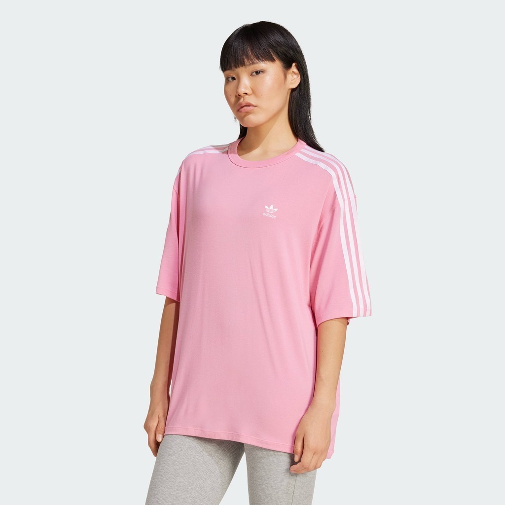 adidas Lifestyle 3-Stripes Oversized Tee Women Pink IY4654