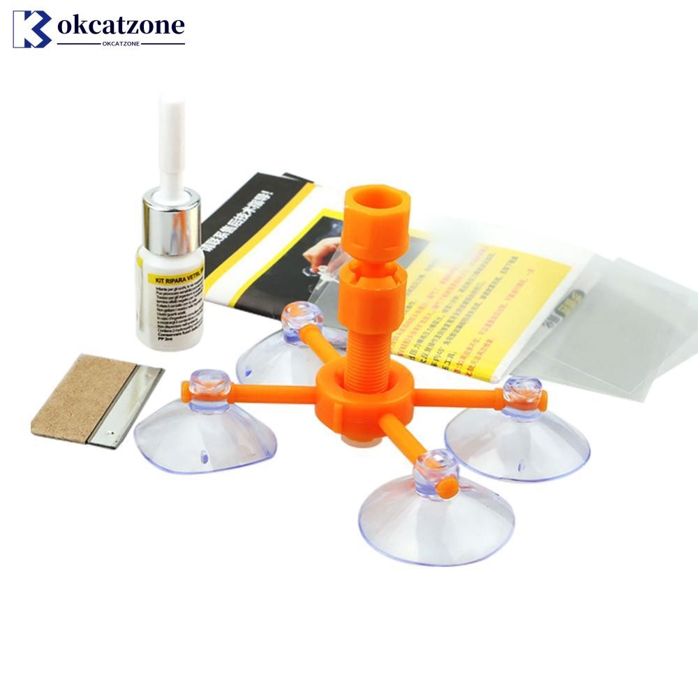 OKCATZONE รถชุดซ่อมกระจกดูดถ้วยซ่อมเครื่องมือ Quick Fix รถ Cracked กระจกกระจกเรซิ่นซีล DIY Auto หน้า