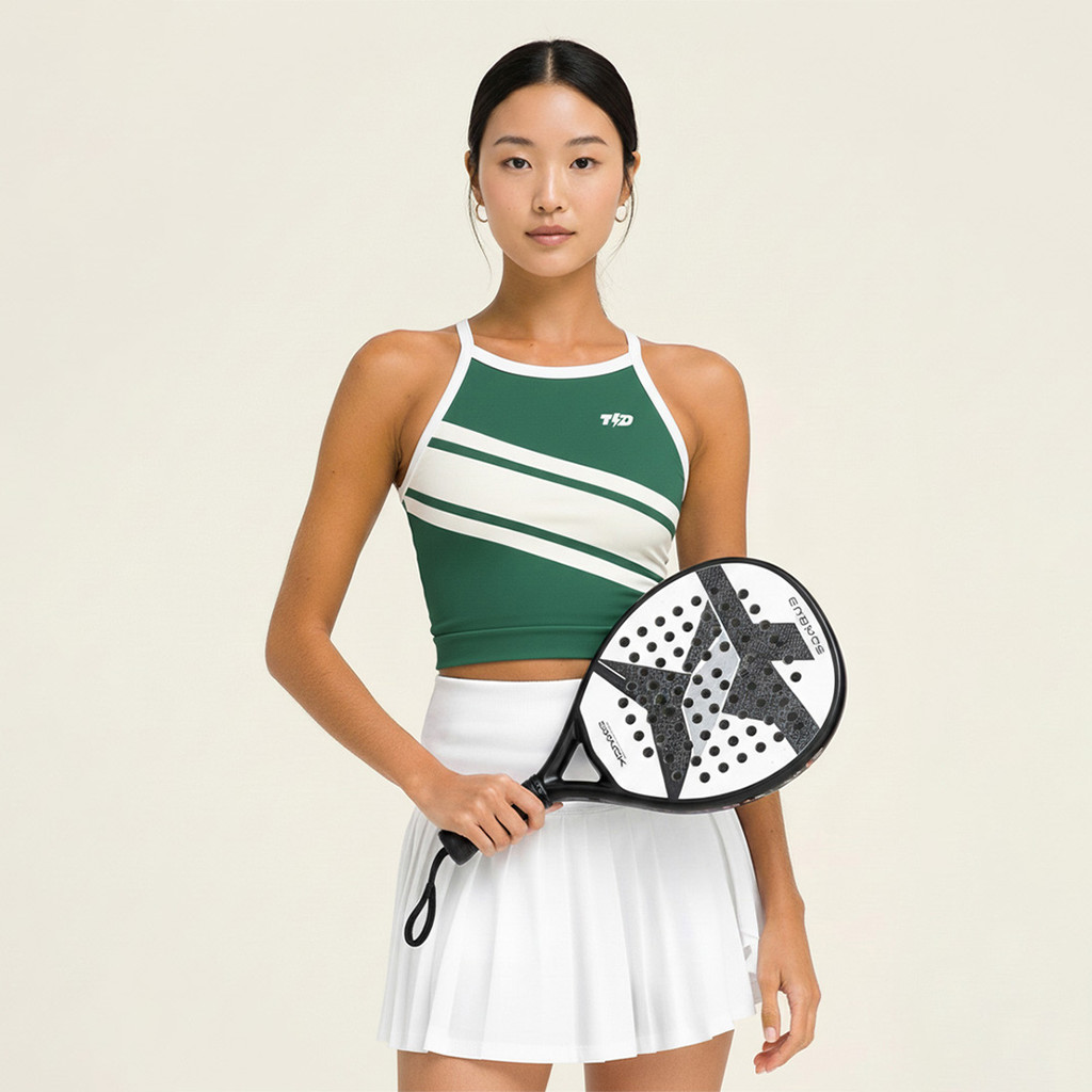 LSE23 Padel ชุดผู้หญิง Camisole Tank Drifit "3lines boston สีเขียว"