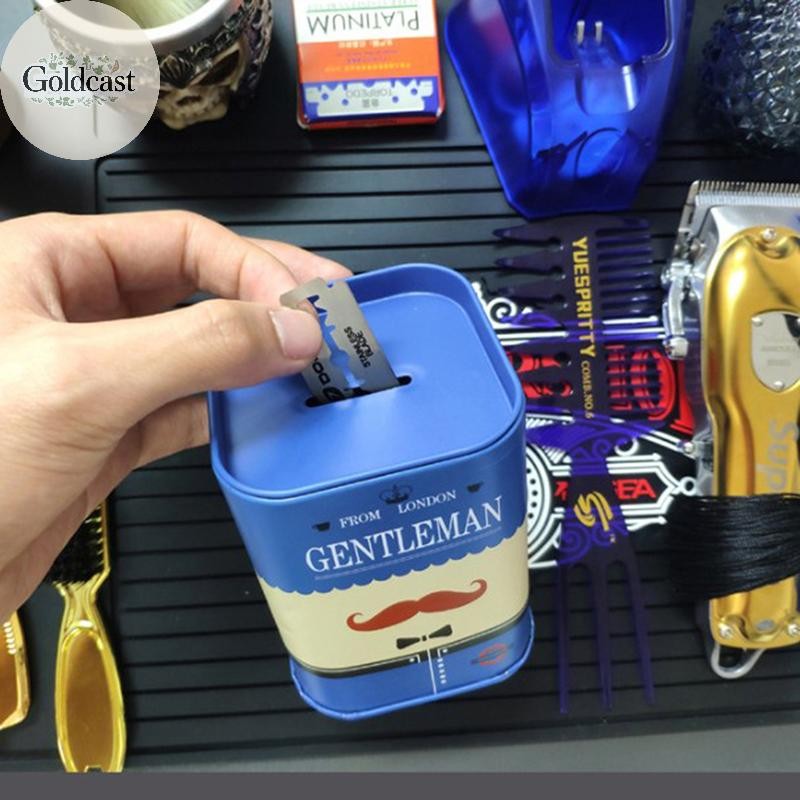 GOLD Barbershop Blade Disposal Case Safe Storage Bank Razor Safe Blade Container Box TH