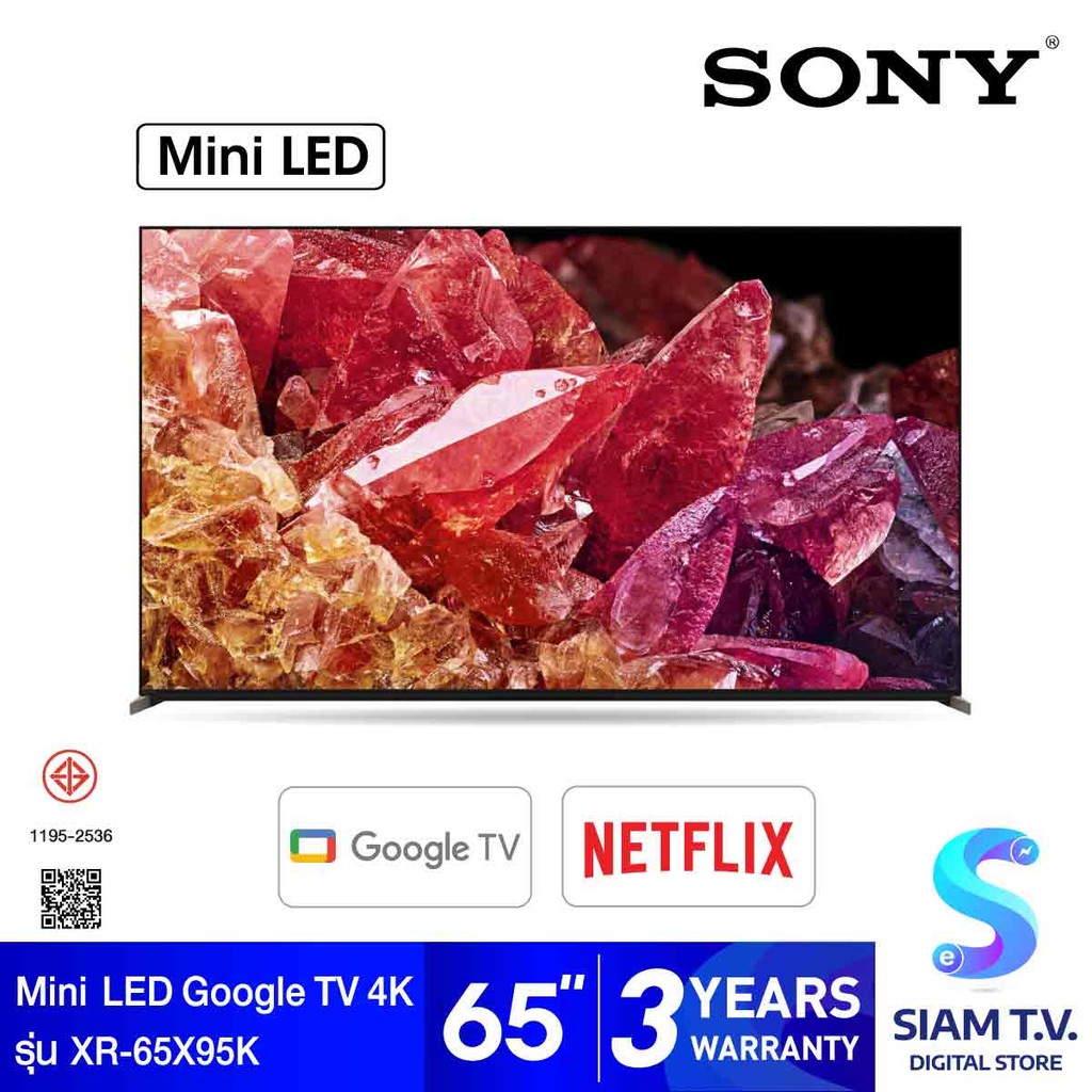 SONY BRAVIA XR Mini LED Google TV 4K รุ่น XR-65X95K สมาร์ทีวี ขนาด 65 นิ้ว Google TV โดย สยามทีวี by