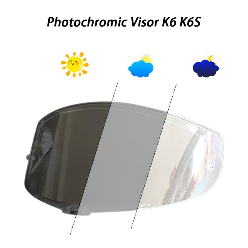 เลนส์โล่หมวกกันน็อครถจักรยานยนต์สําหรับ AGV K6 K6S หมวกกันน็อค Photochromic Visor Face